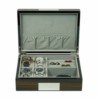 Ebony Wooden Cufflink Watch Box