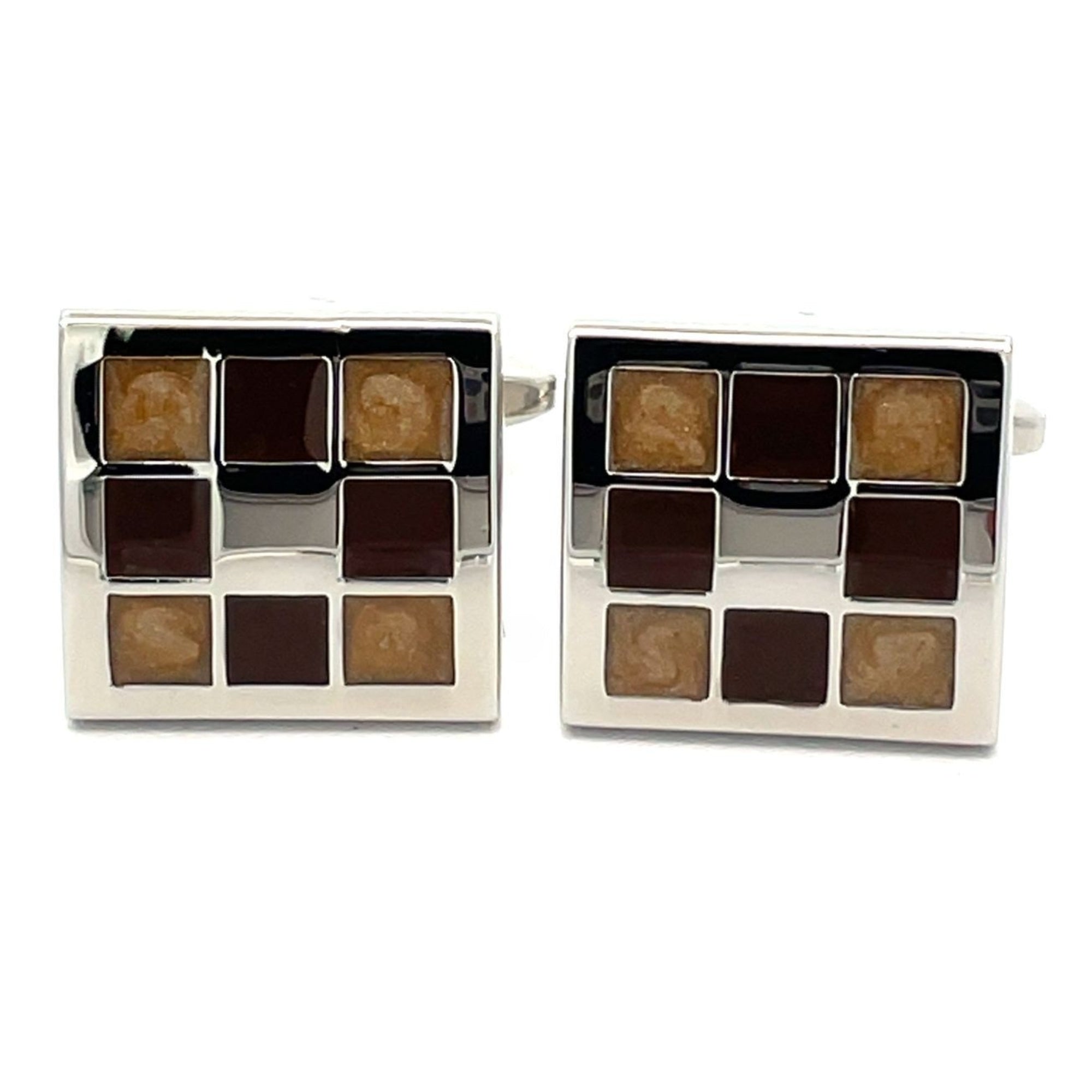 Nine Panel Brown Cufflinks