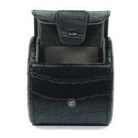 Travel Watch Roll Case for 1 in Black Genuine Leather