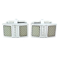 Rectangular Silver Carbon Fibre Cufflinks