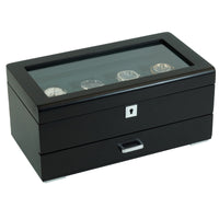 4 Slots Wooden Watch Box with Green Interior and Drawer