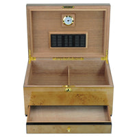 100 CT World Map Burl Cigar Humidor Spanish Cedar Box for Cigars