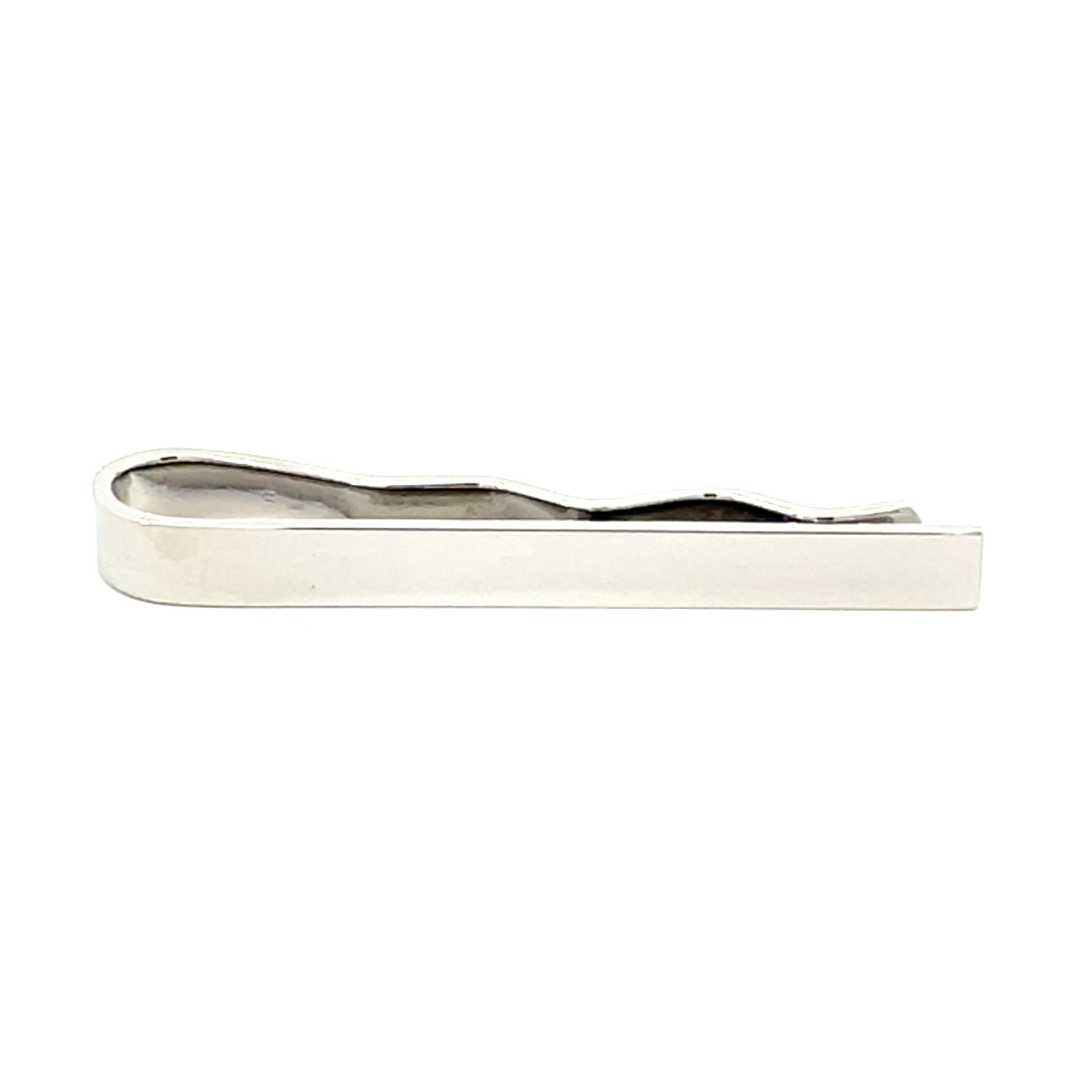 Small Shiny Silver Tie Bar with Wave Backing