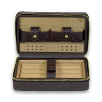 Dark Brown Cigar Humidor Leather Case for Cigars