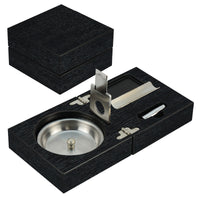 Oak Black Wooden Foldable Cigar Ashtray with Cigar Cutter