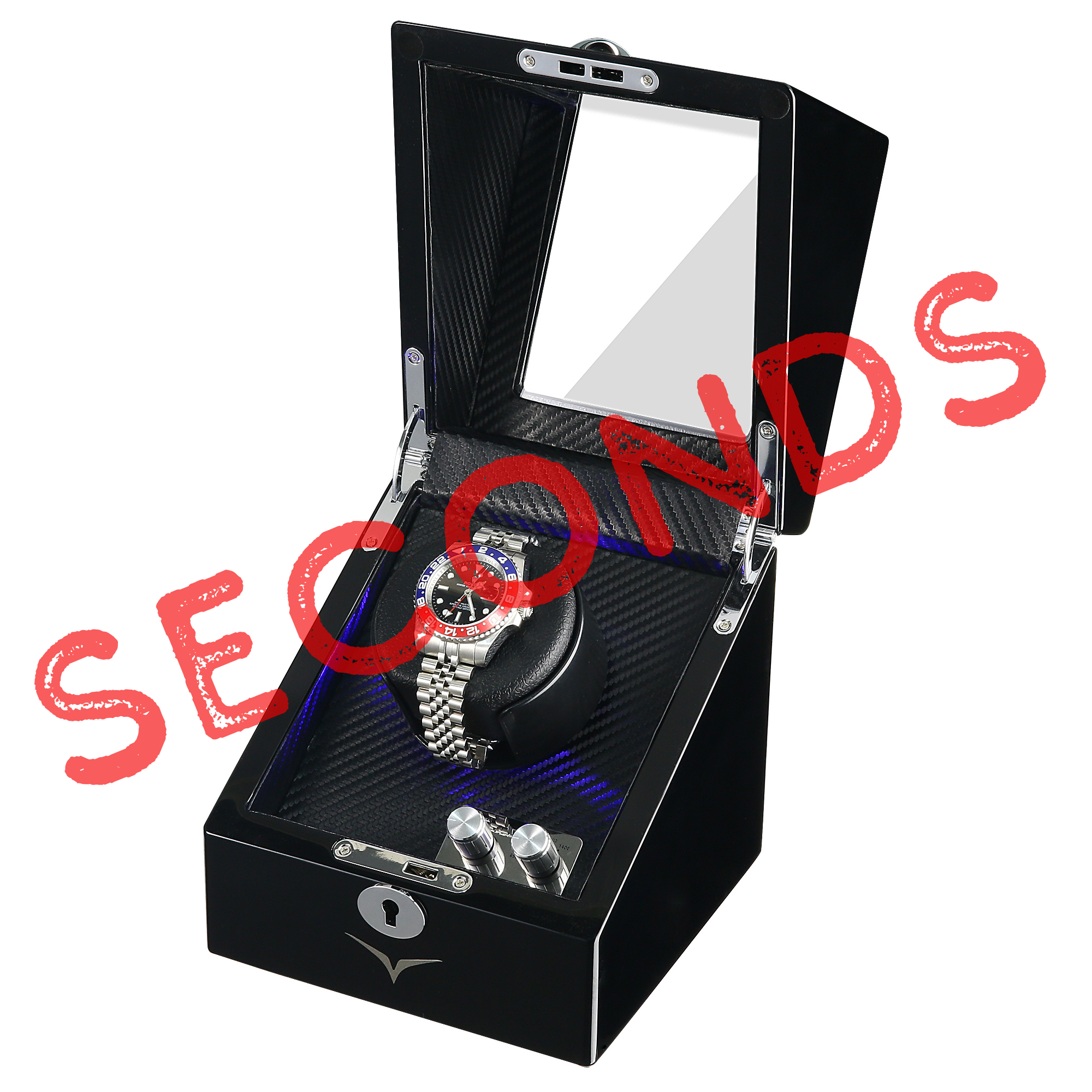 Seconds - Waratah Watch Winder Box for 1 Watch in Black (H)