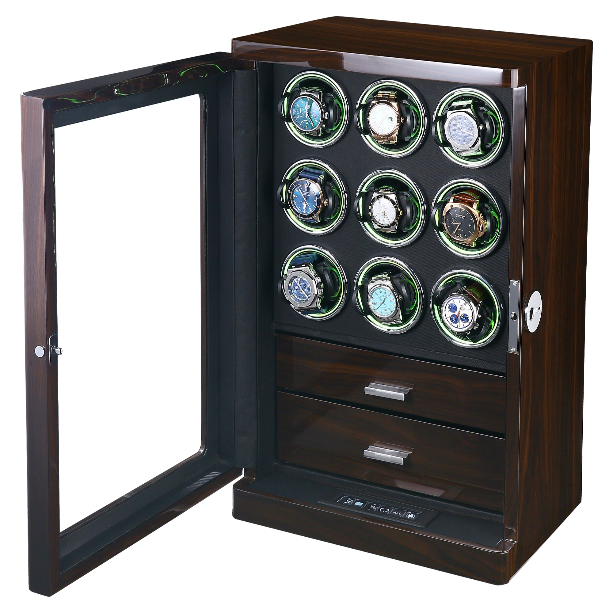 Esperance Watch Winder for 9 Watches with Fingerprint Lock and Drawer