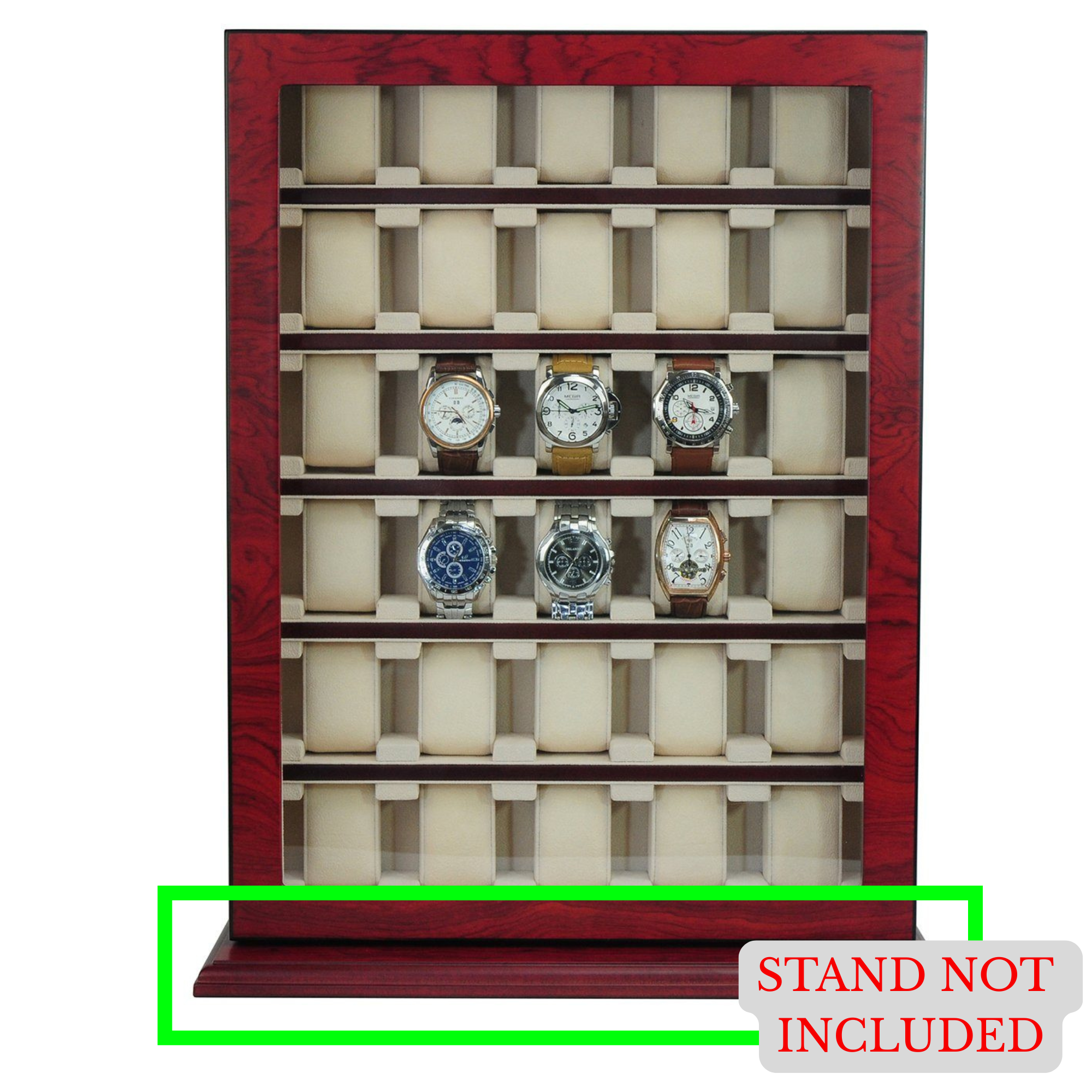 Seconds - Bubinga Wooden Watch Cabinet for 30 watches (No Stand - Wall Mount Only)