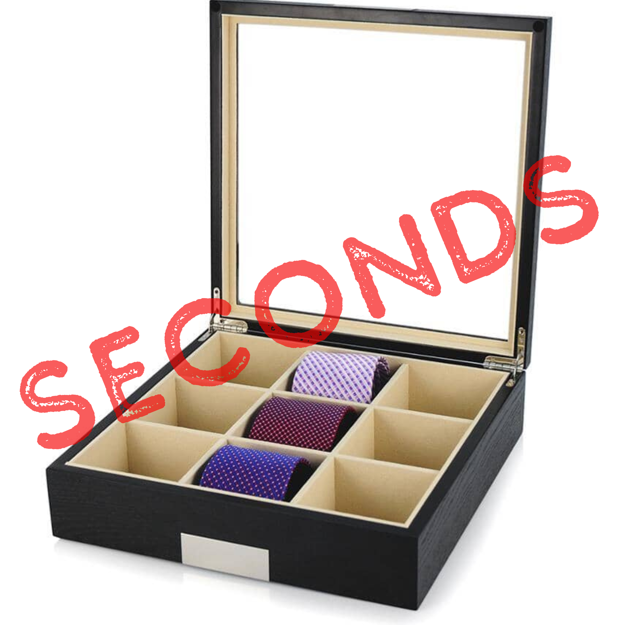 Seconds - Black Wooden Tie Box for 9 (A)