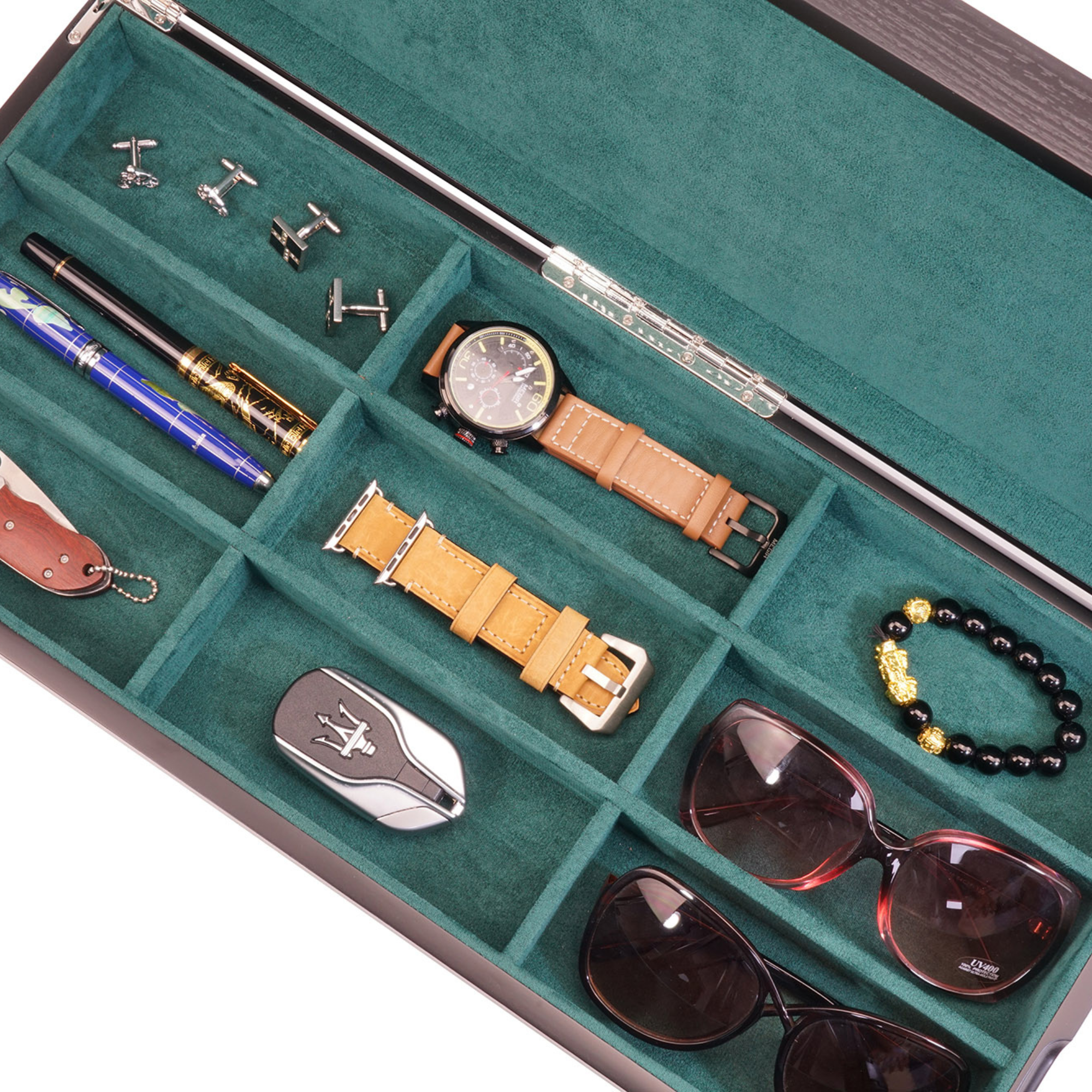 9 Pairs Wooden Sunglass Box in Black/Green