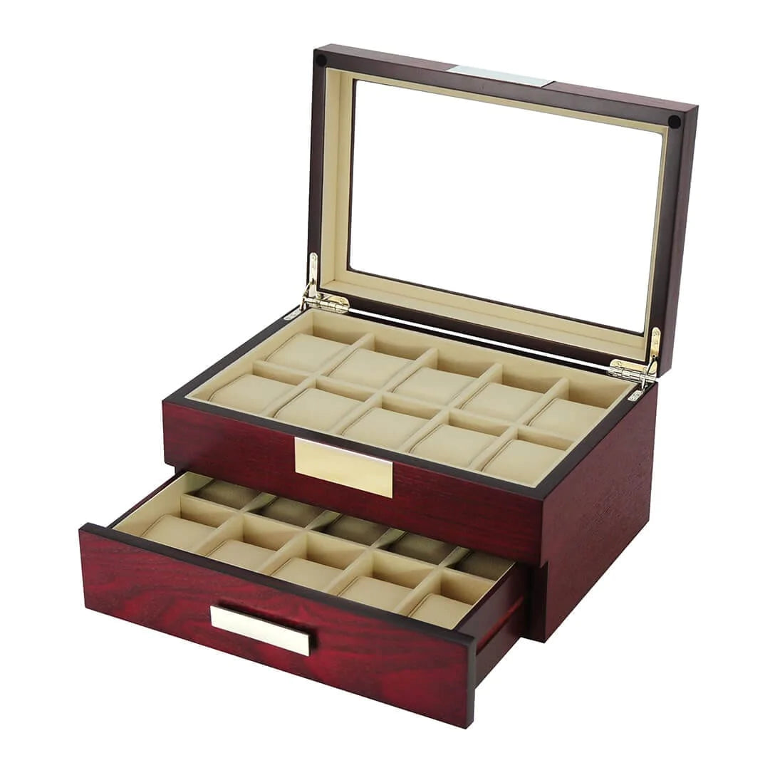 Cherry Wooden Watch Box for 20 Watches