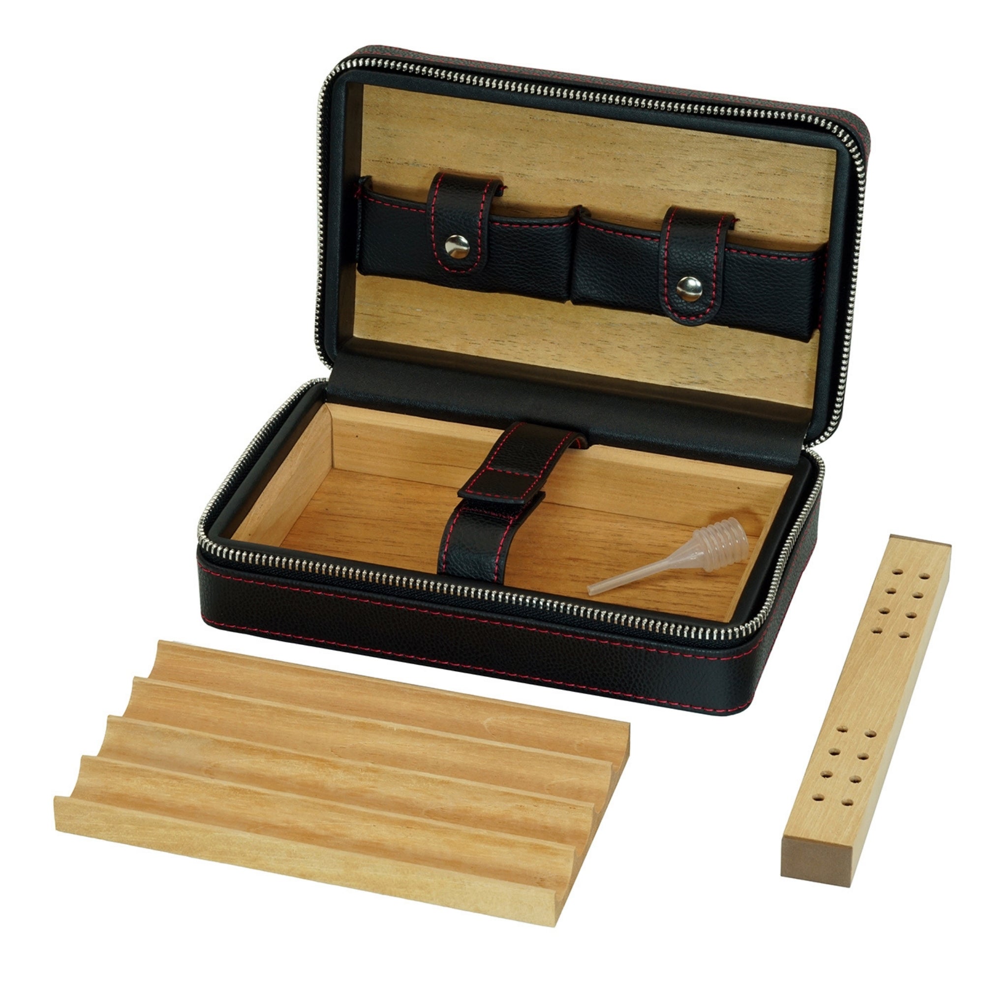 Black Travel Cigar Humidor Leather Case for Cigars