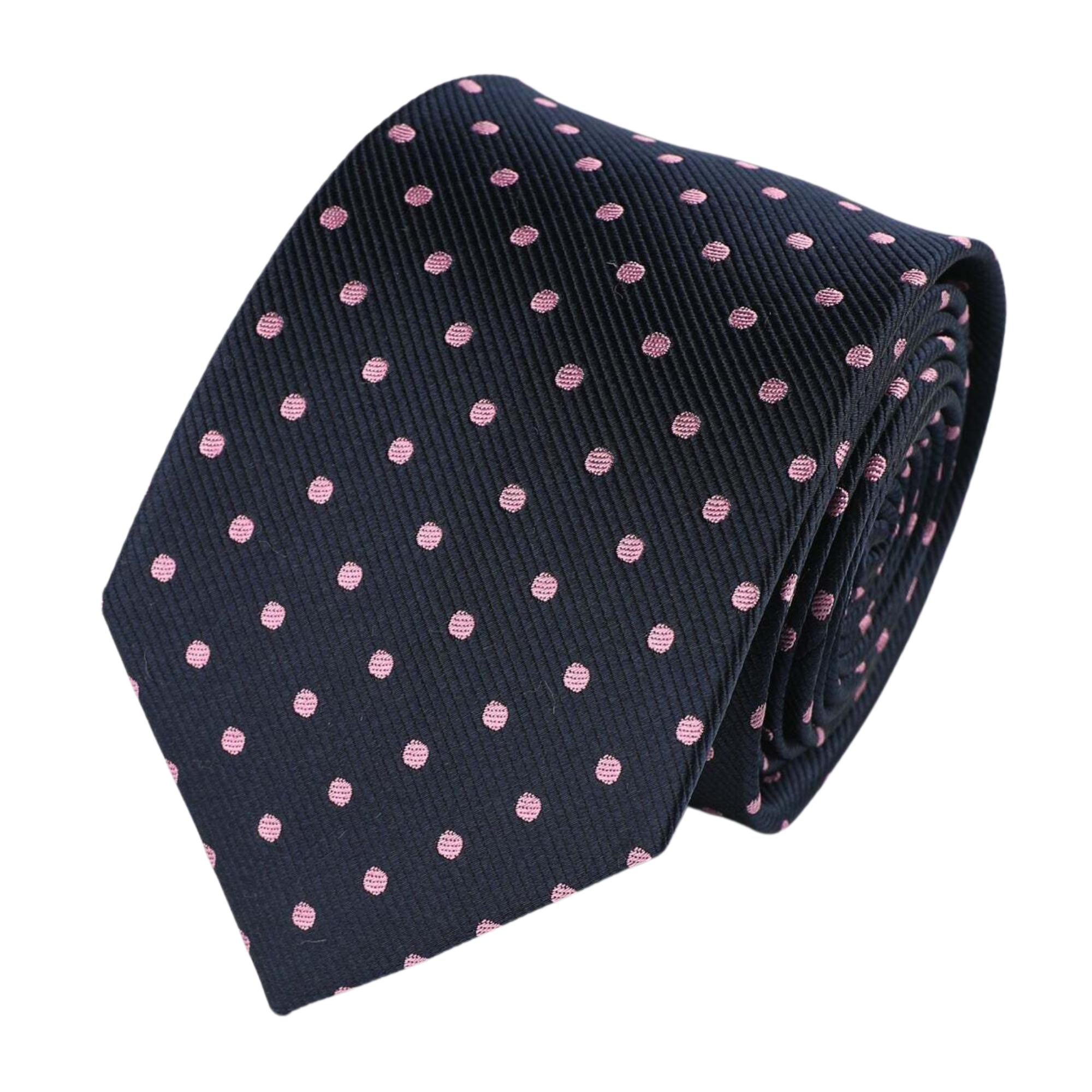 Navy Pink Silk Spot Tie