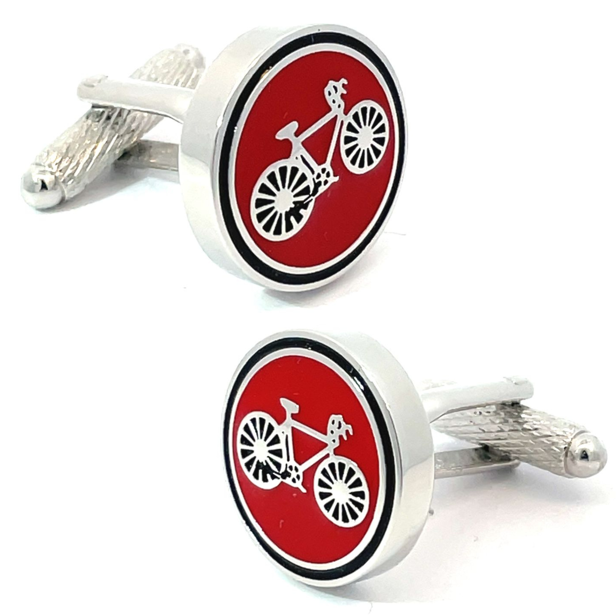 Round Bicycle Red Cufflinks