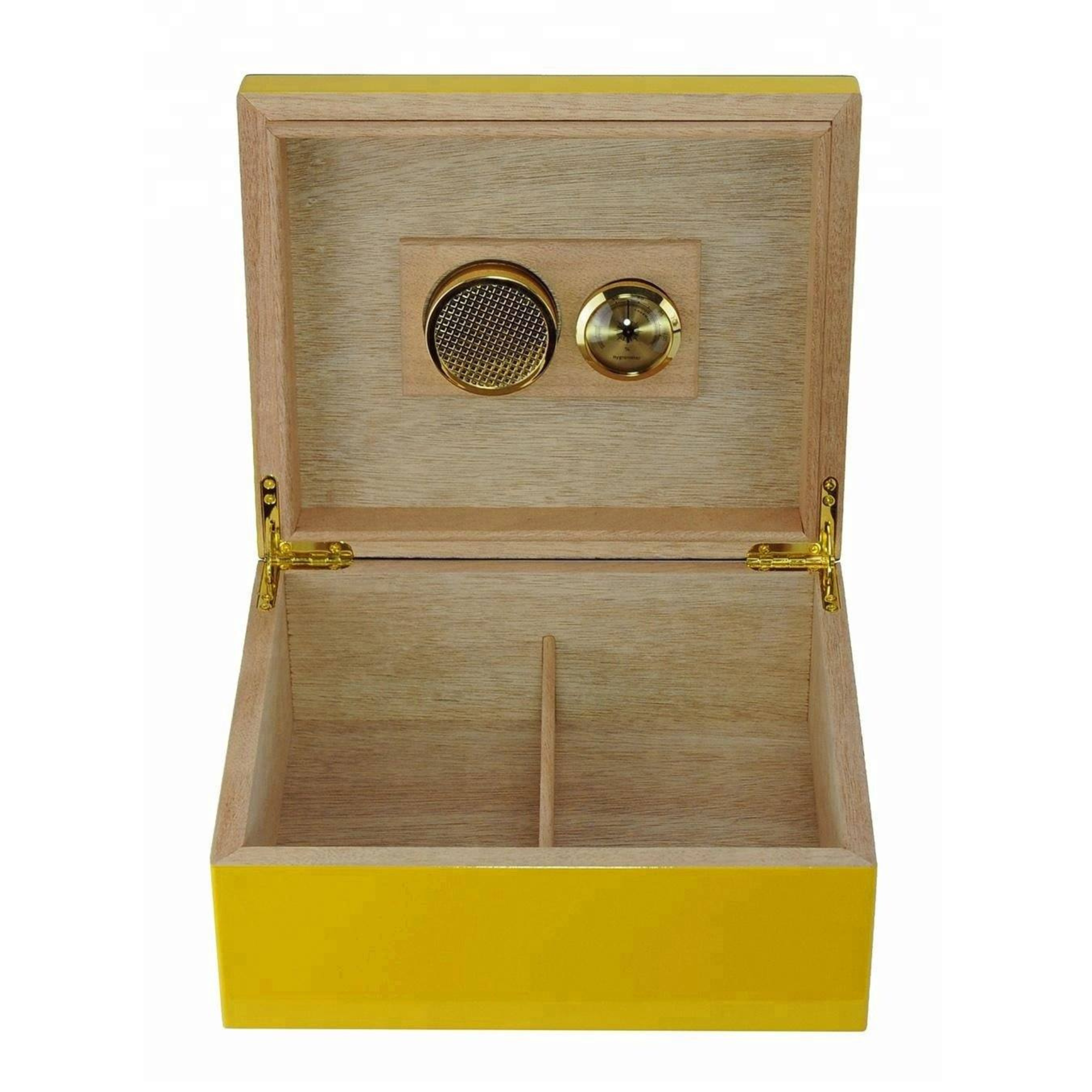 25 Cigar Yellow & Carbon Fibre Humidor Box for Cigars
