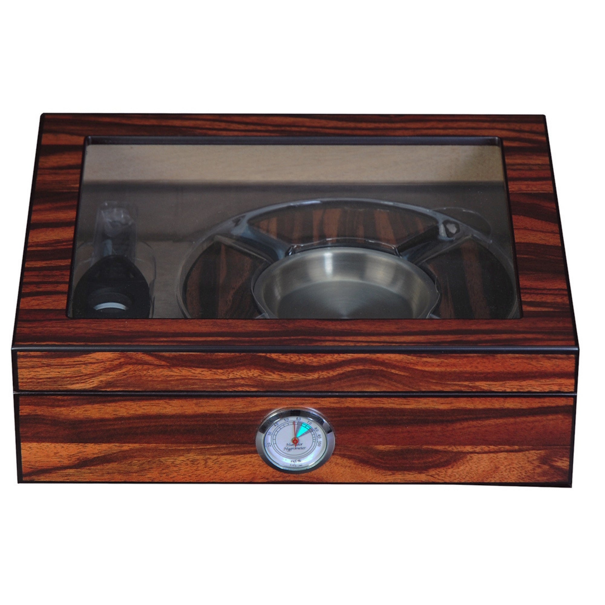 20 CT Ebony Wooden Cigar Humidor and Ashtray Set