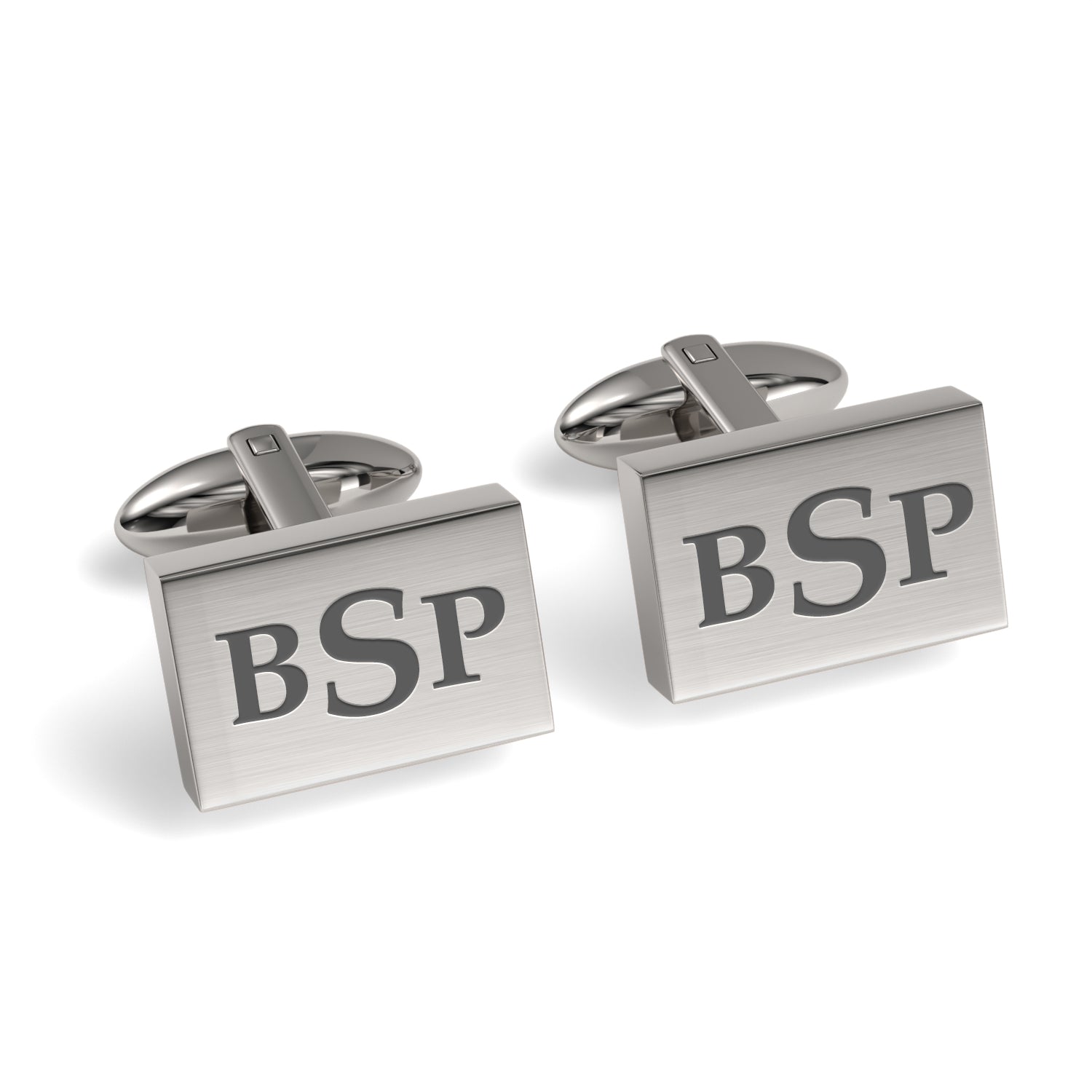 Engraved Monogram Initials Rectangle Cufflinks