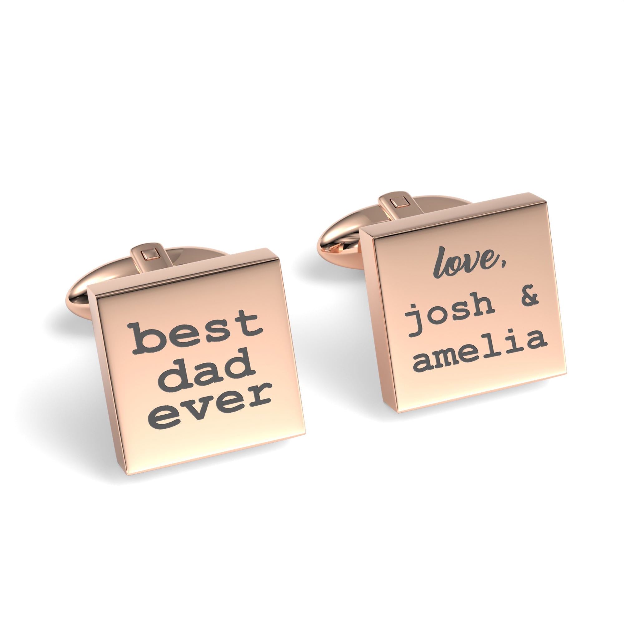 Best Dad Ever with Love Engraved Square Cufflinks