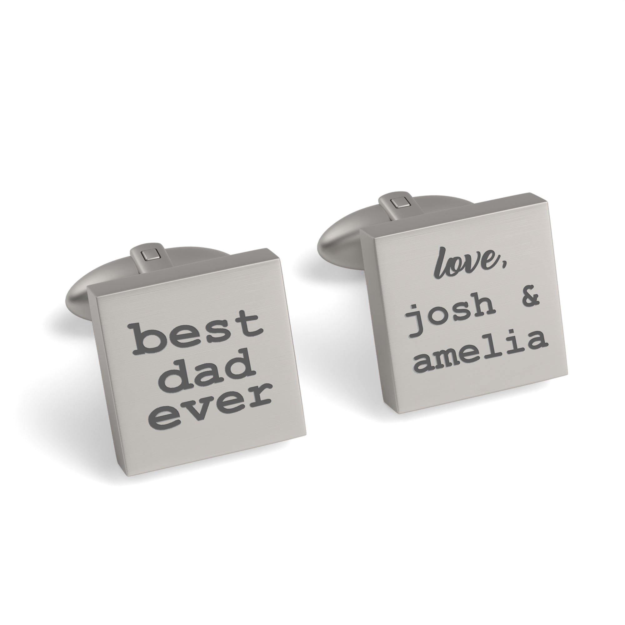 Best Dad Ever with Love Engraved Square Cufflinks