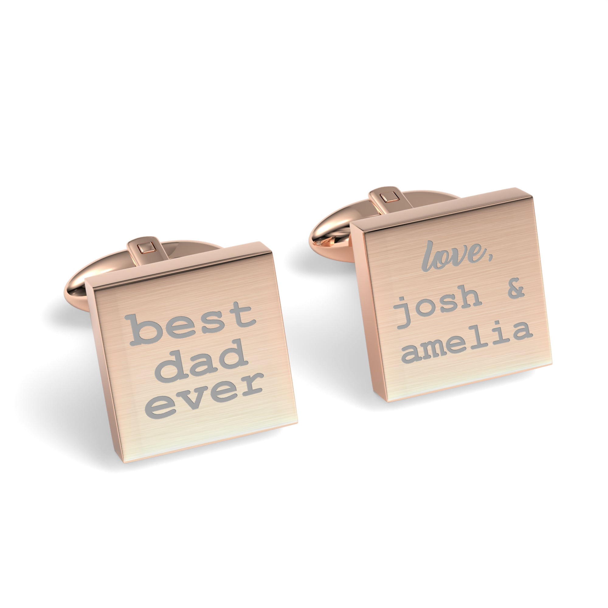 Best Dad Ever with Love Engraved Square Cufflinks