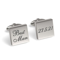 Best Man Wedding Date Engraved Square Cufflinks