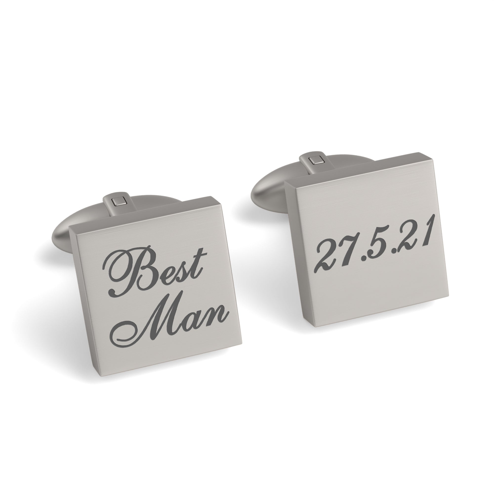 Best Man Wedding Date Engraved Square Cufflinks