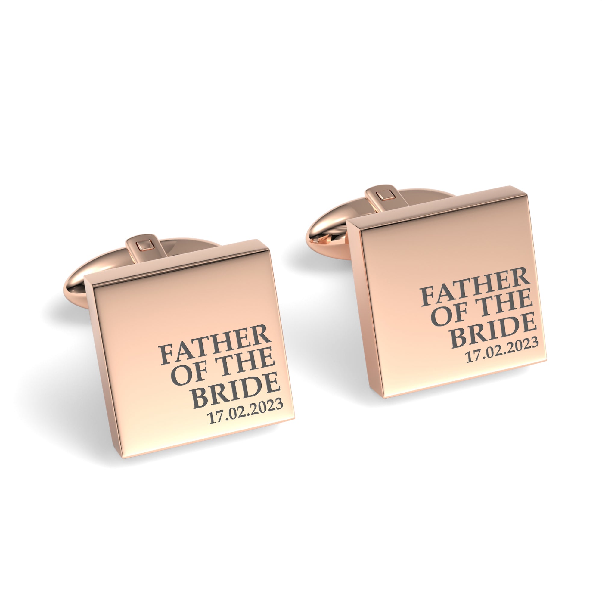 Father of the Bride & Date Engraved Wedding Square Cufflinks