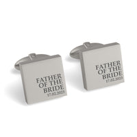 Father of the Bride & Date Engraved Wedding Square Cufflinks