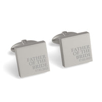 Father of the Bride & Date Engraved Wedding Square Cufflinks