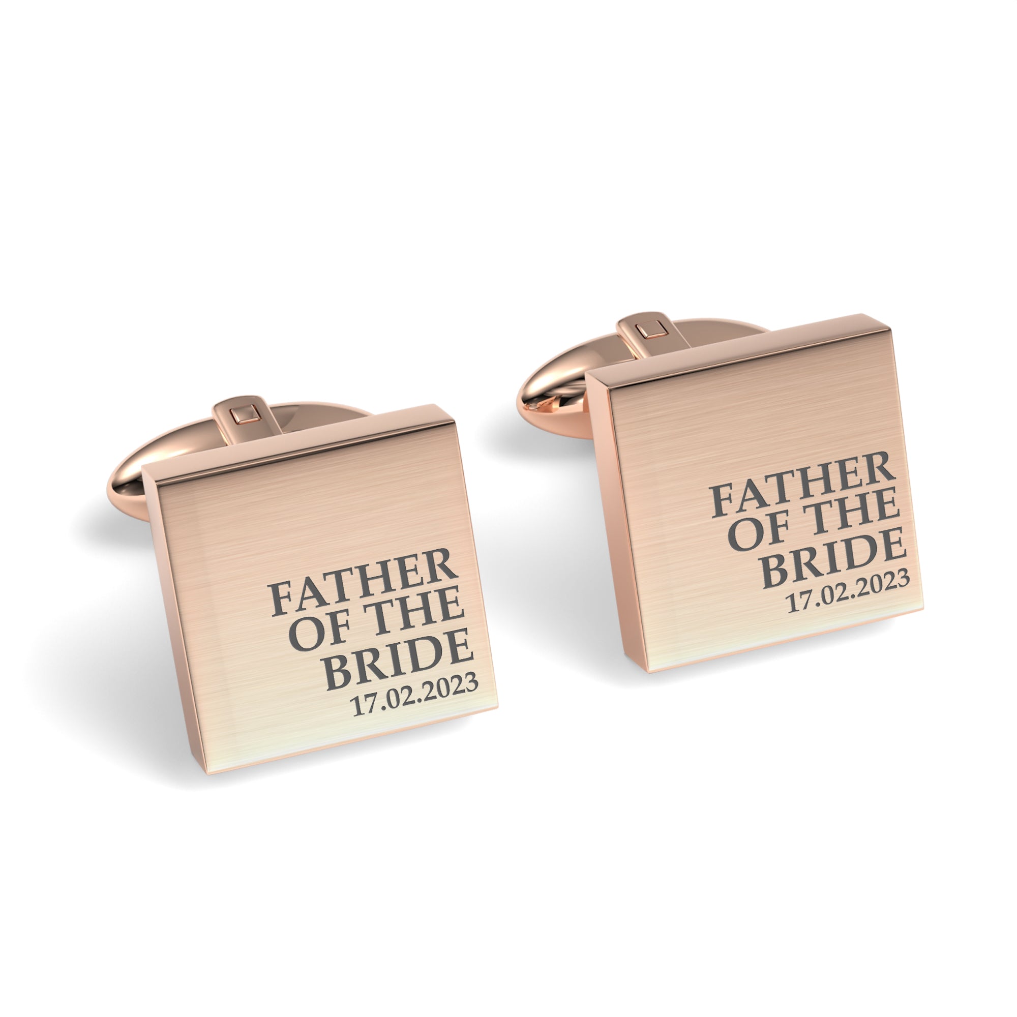 Father of the Bride & Date Engraved Wedding Square Cufflinks