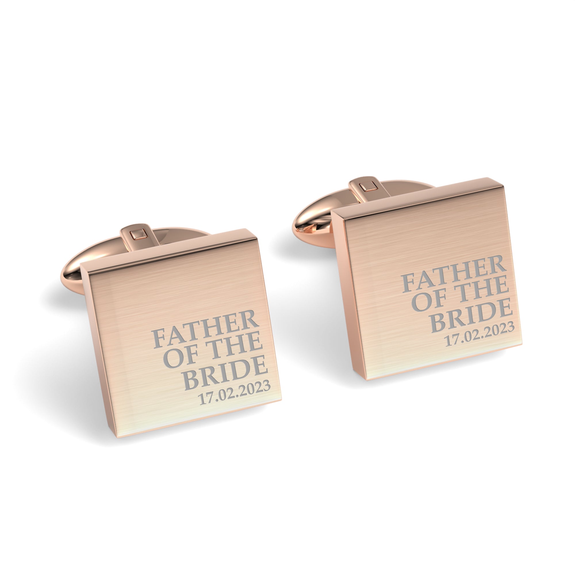 Father of the Bride & Date Engraved Wedding Square Cufflinks