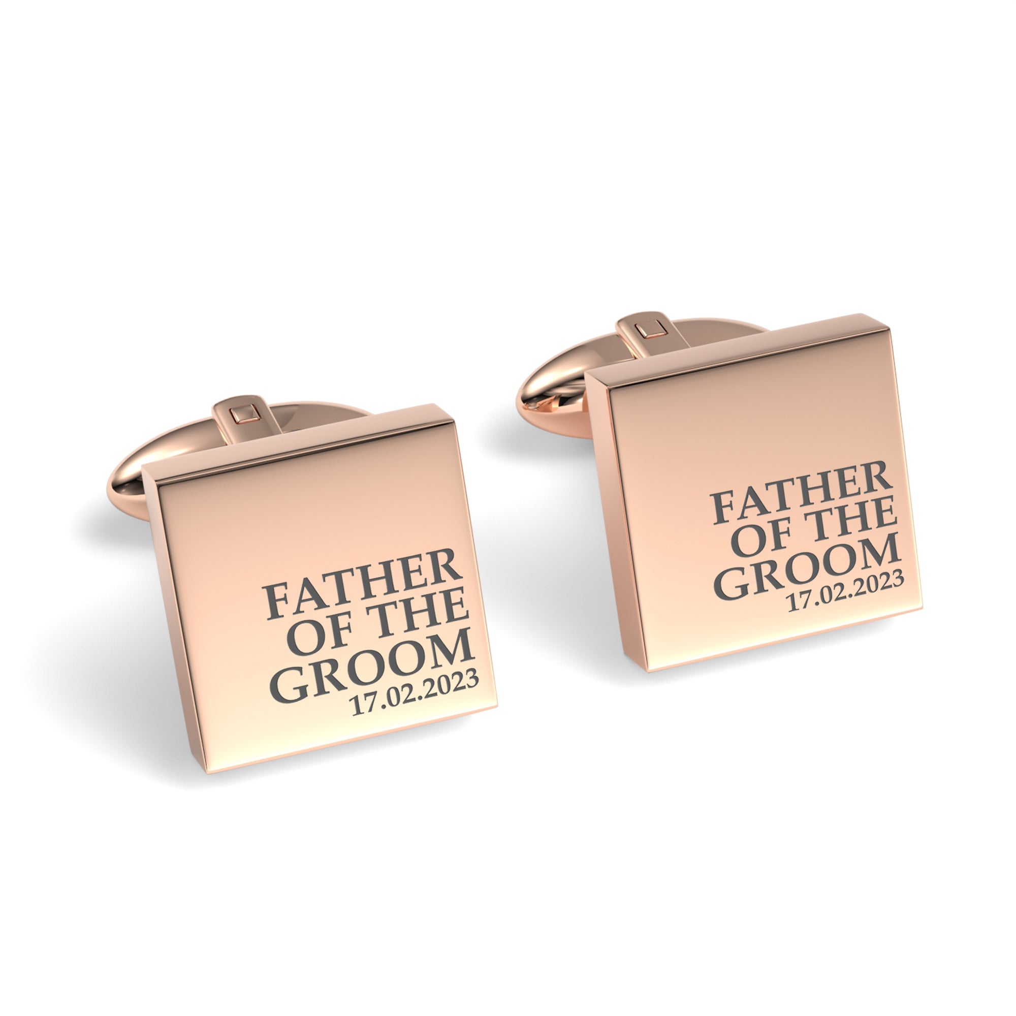 Father of the Groom & Date Engraved Wedding Square Cufflinks
