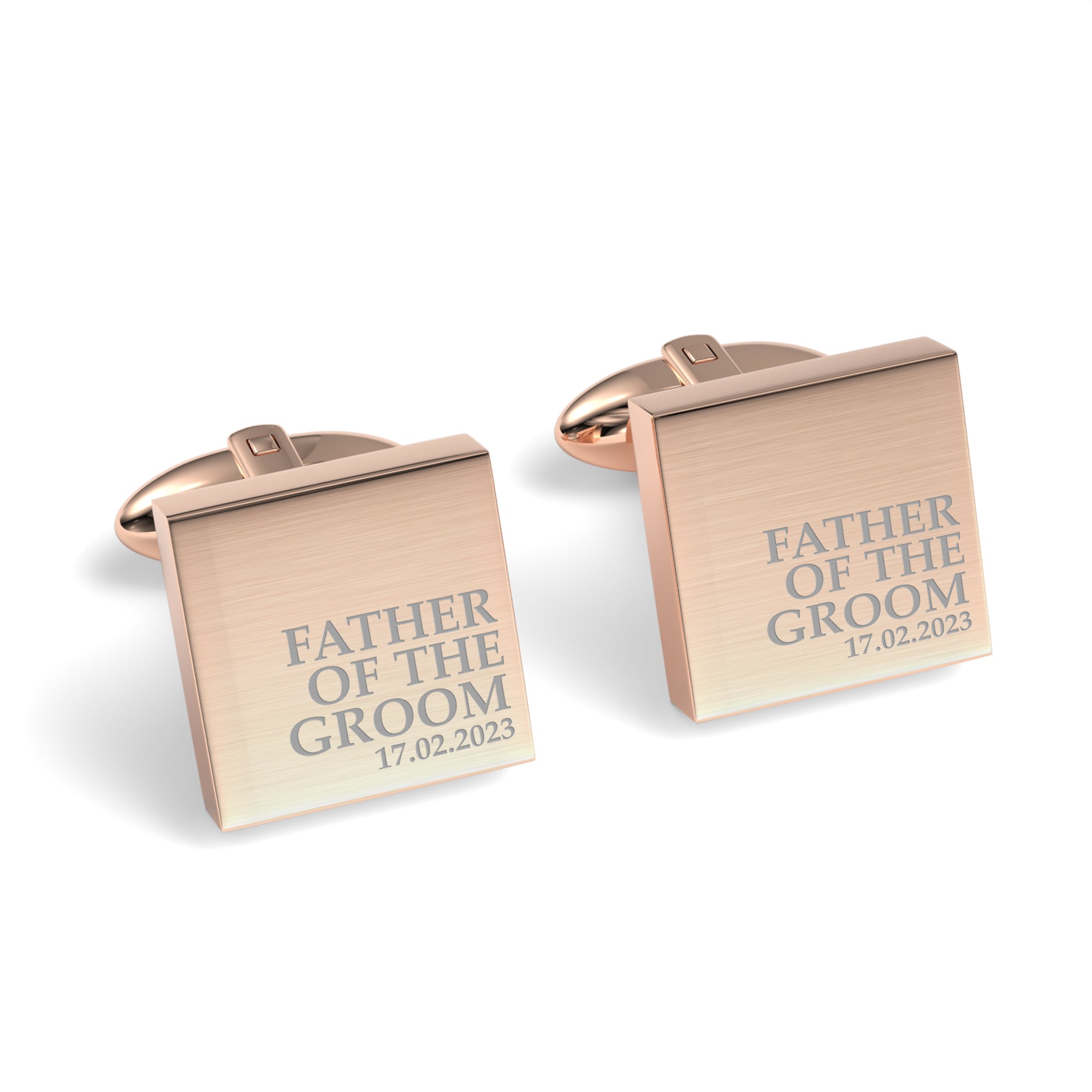 Father of the Groom & Date Engraved Wedding Square Cufflinks