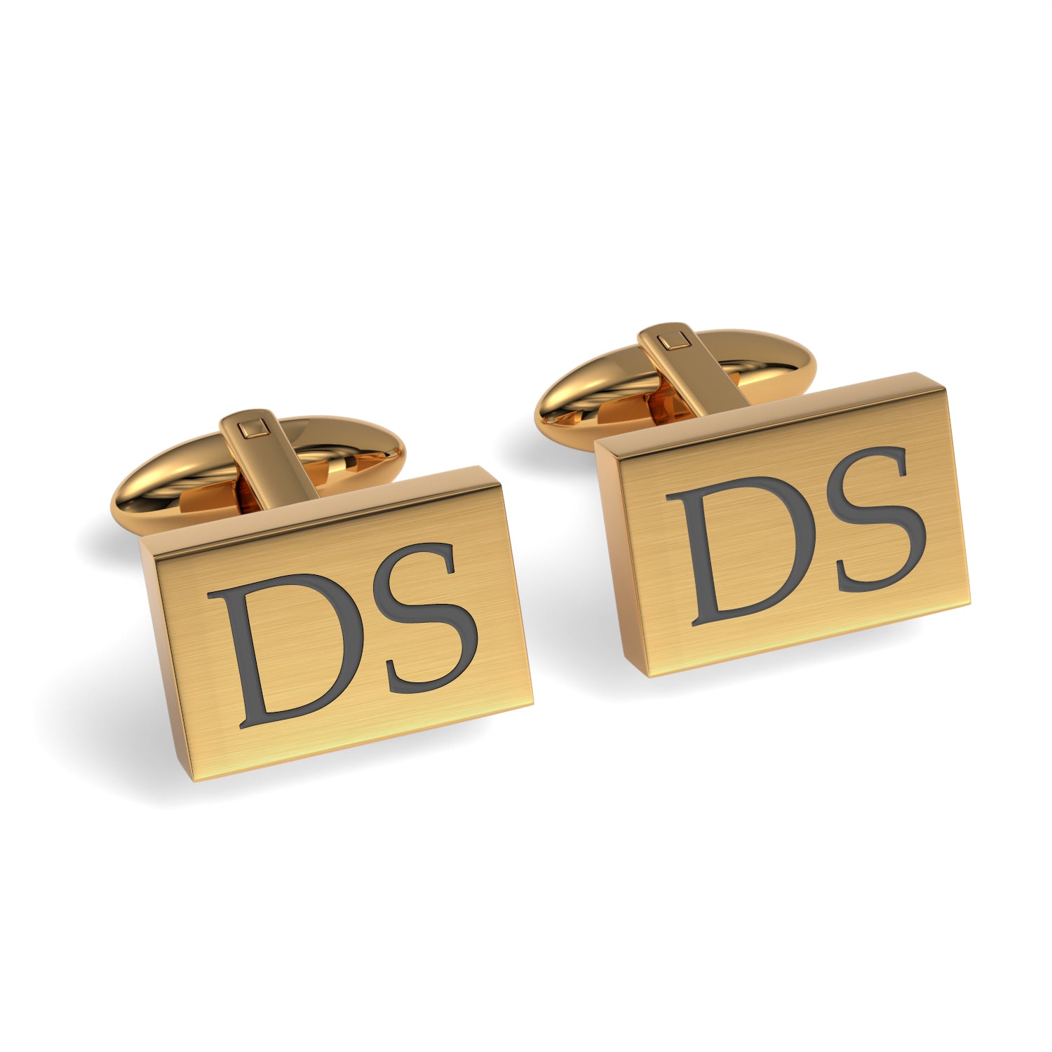 Two Initials Engraved Rectangle Cufflinks
