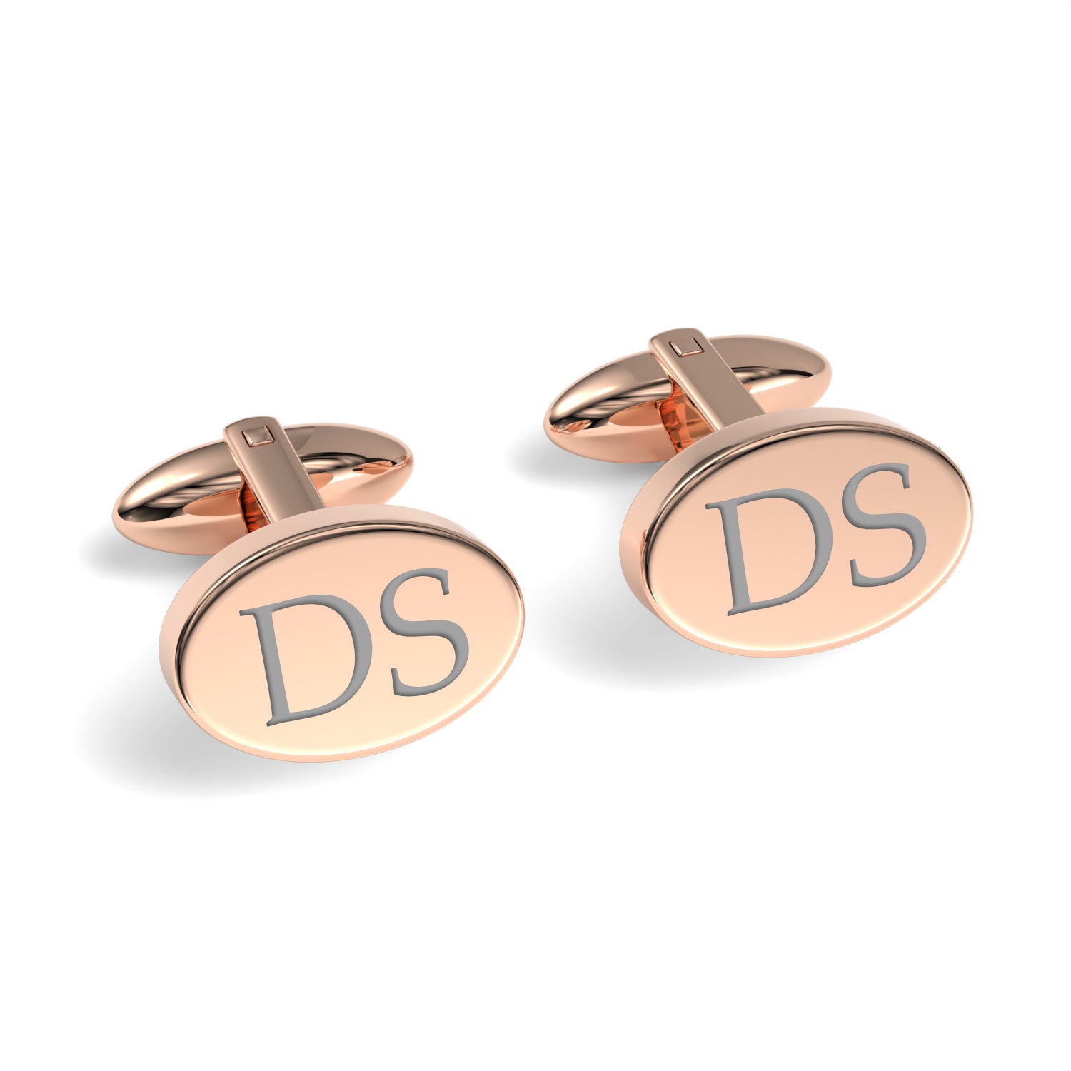Two Initials Engraved Oval Cufflinks