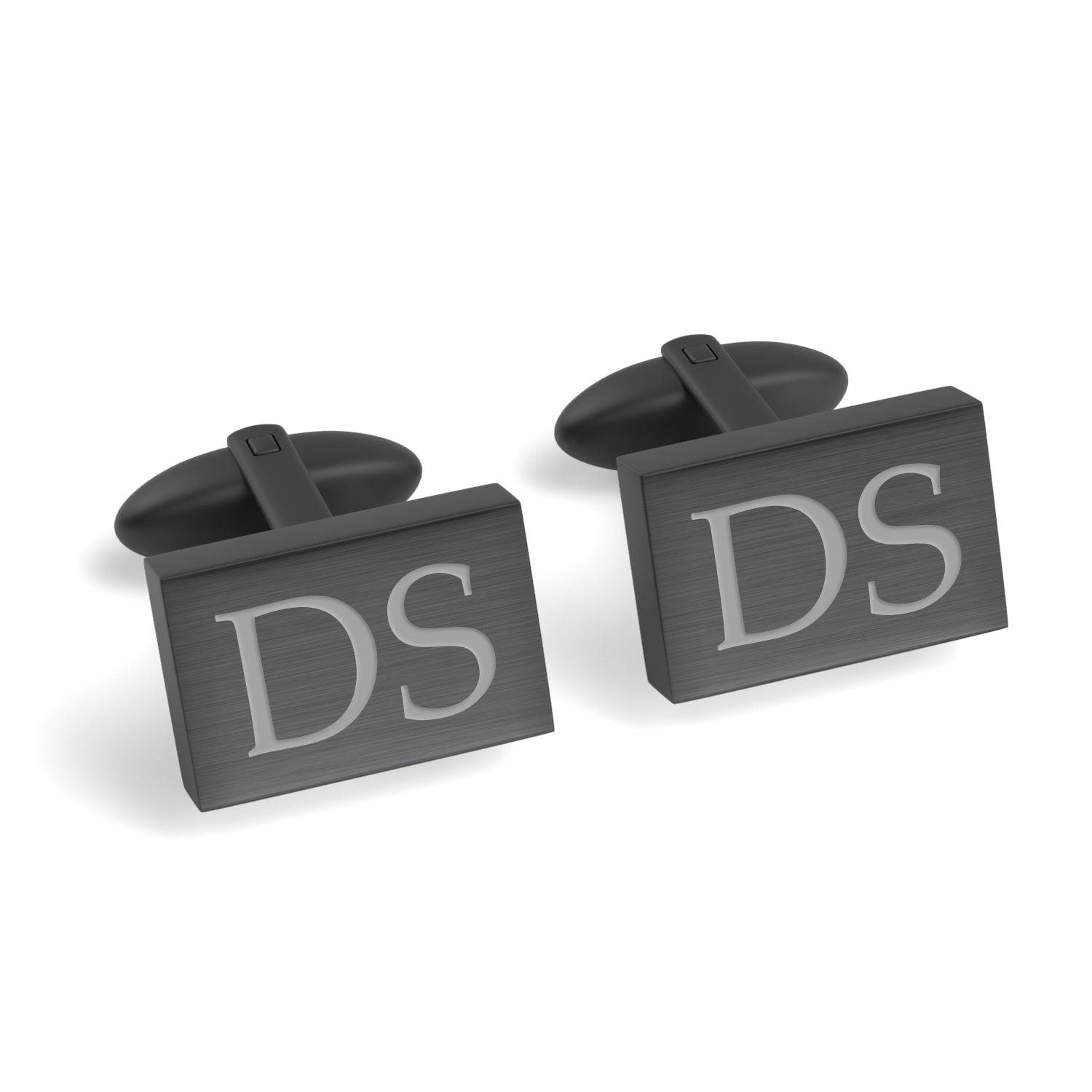 Two Initials Engraved Rectangle Cufflinks