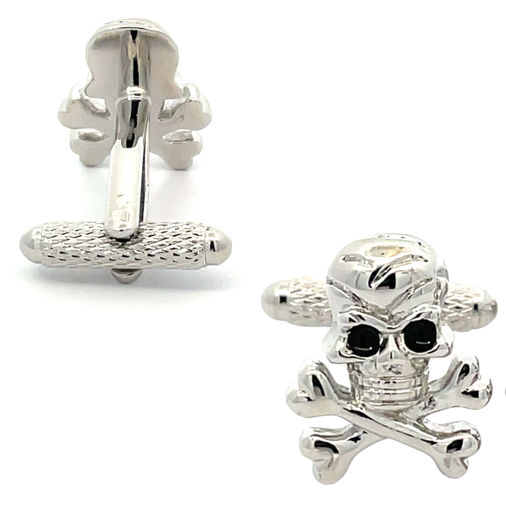 Skull & Crossbones Cufflinks with Black Eyes