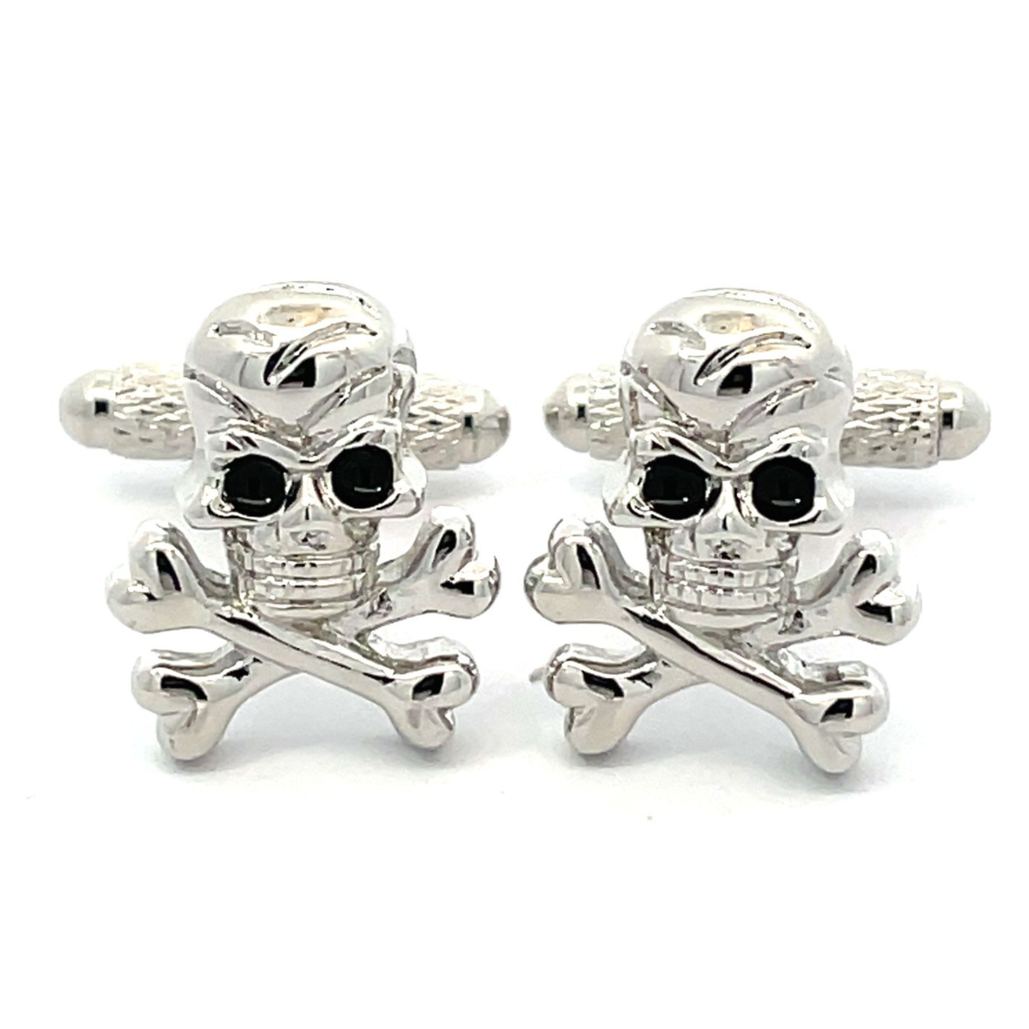 Skull & Crossbones Cufflinks with Black Eyes