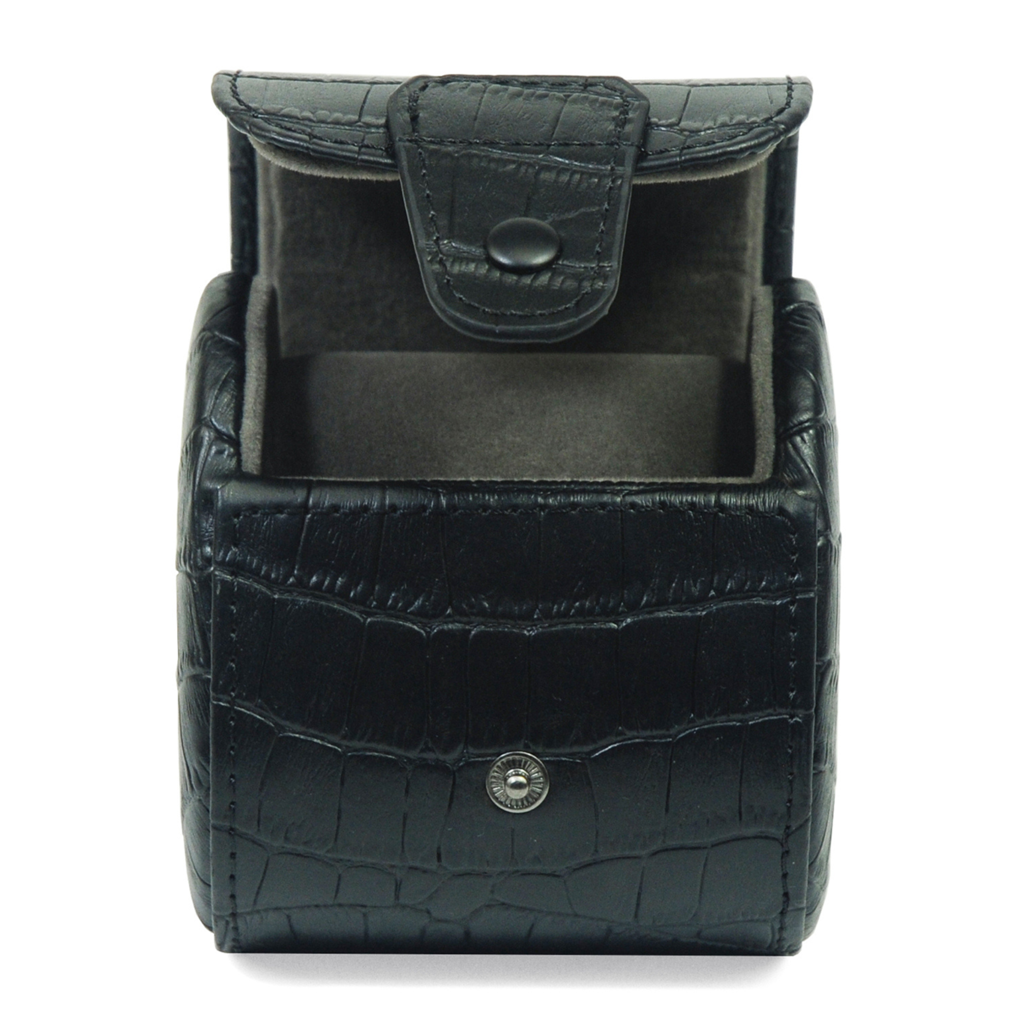 Travel Watch Roll Case for 1 in Black Genuine Leather