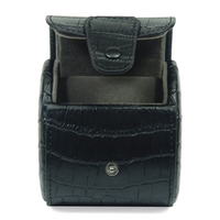 Travel Watch Roll Case for 1 in Black Genuine Leather