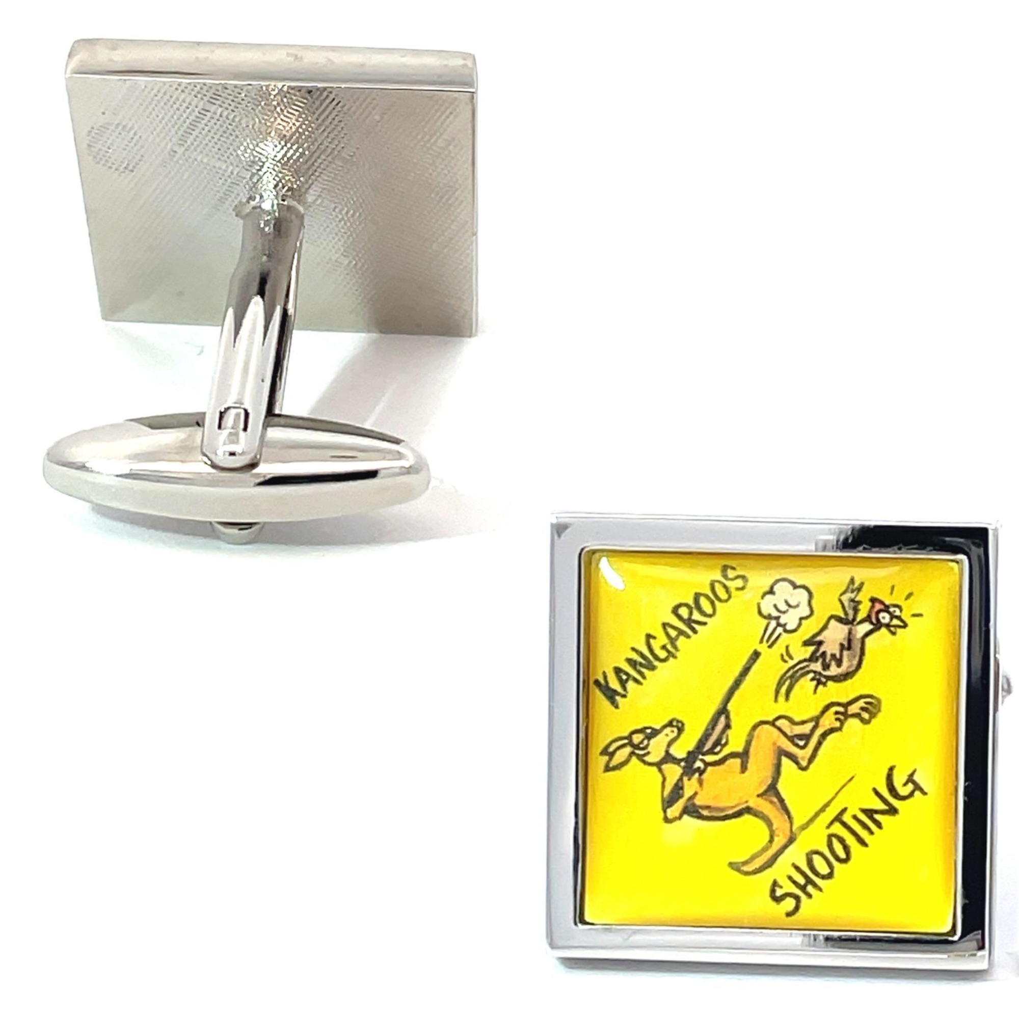 Road Sign Cufflinks: Beware Kangaroos Shooting