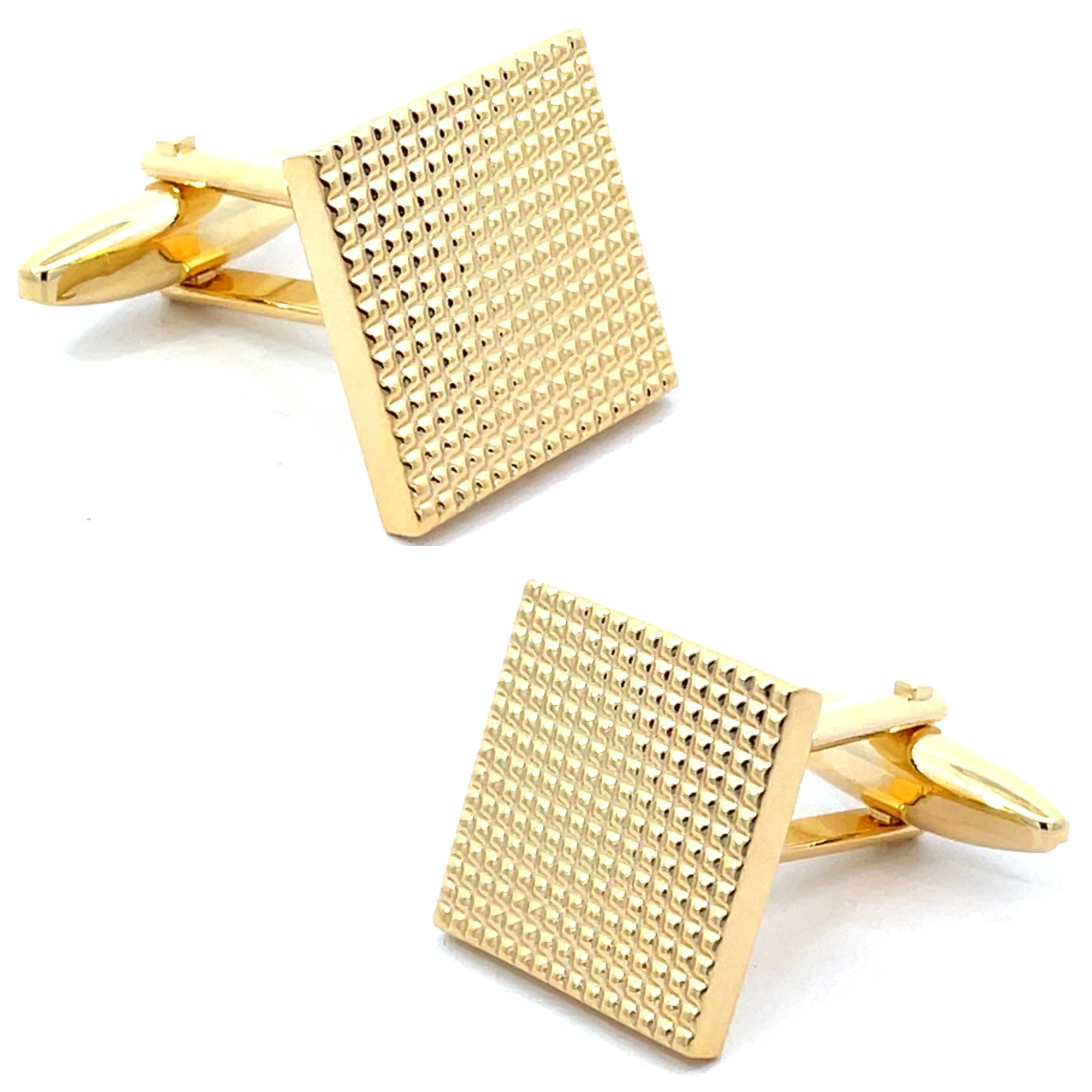 Textured Shiny Gold Square Cufflinks