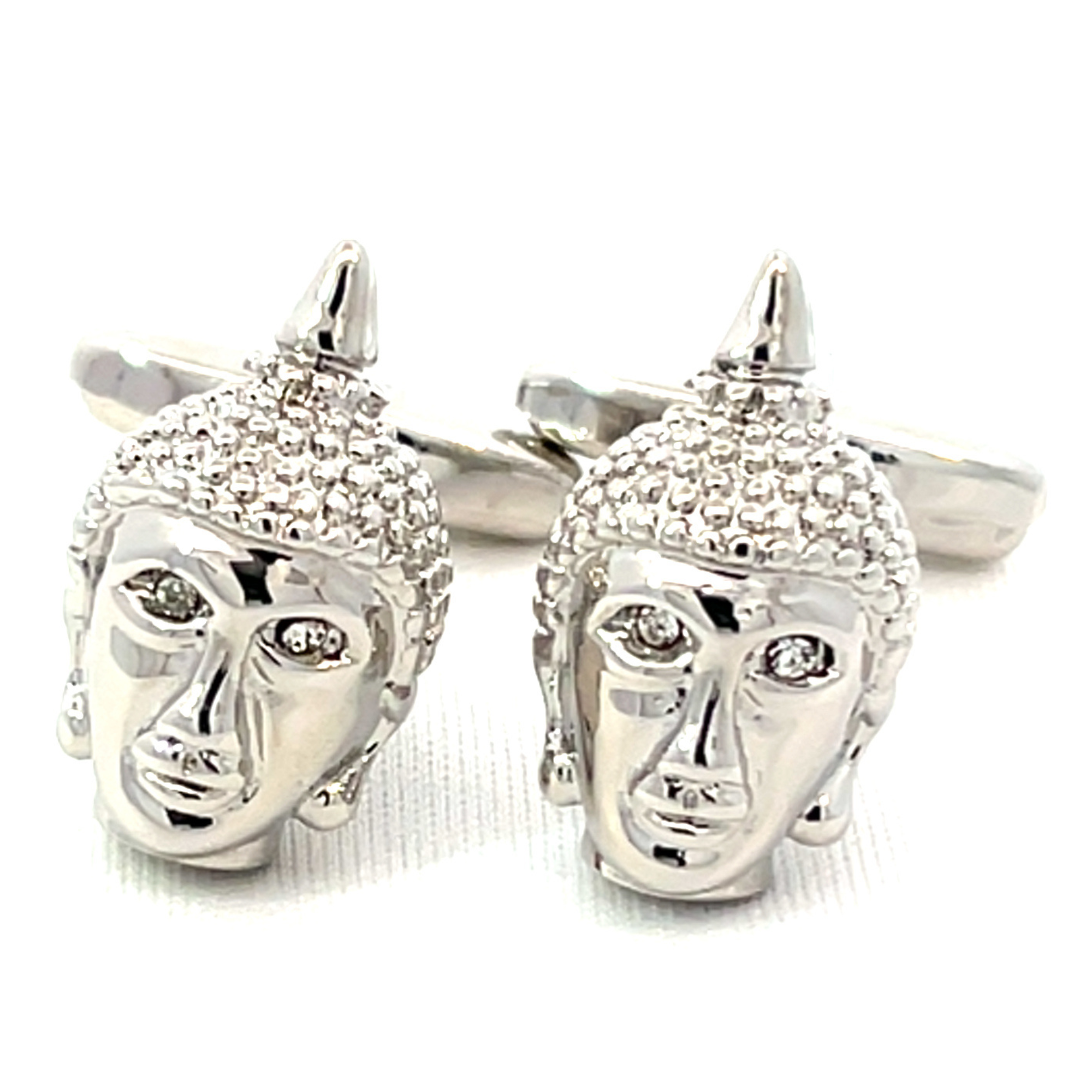 Buddha's Head Rhodium Cufflinks