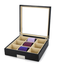 Black Wooden Tie Box for 9