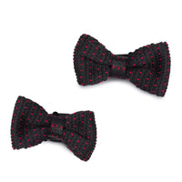 Kids Knit Bow Tie - Black/Red Dot Bow Ties Clinks Australia