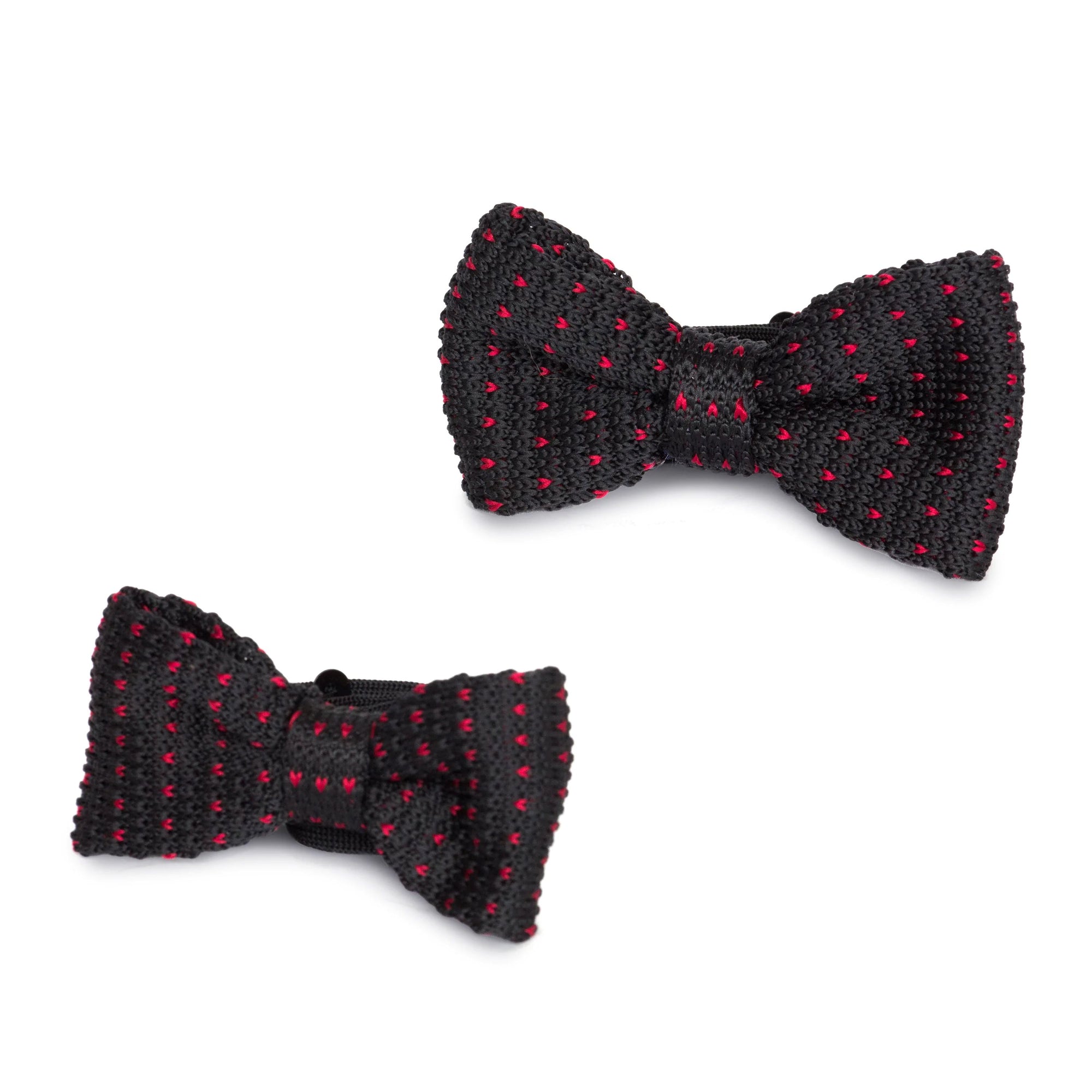 Kids Knit Bow Tie - Black/Red Dot Bow Ties Clinks Australia