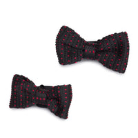 Kids Knit Bow Tie - Black/Red Dot Bow Ties Clinks Australia