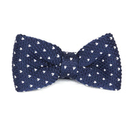 Adult Knit Bow Tie - Dark Blue/White Dot Bow Ties Clinks Australia