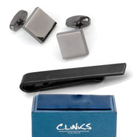 Gunmetal Classic Cufflinks & Tie Bar Set Gift Set Clinks Australia