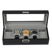 Leather Watch Box for 5 Watches in Black Watch Boxes Clinks